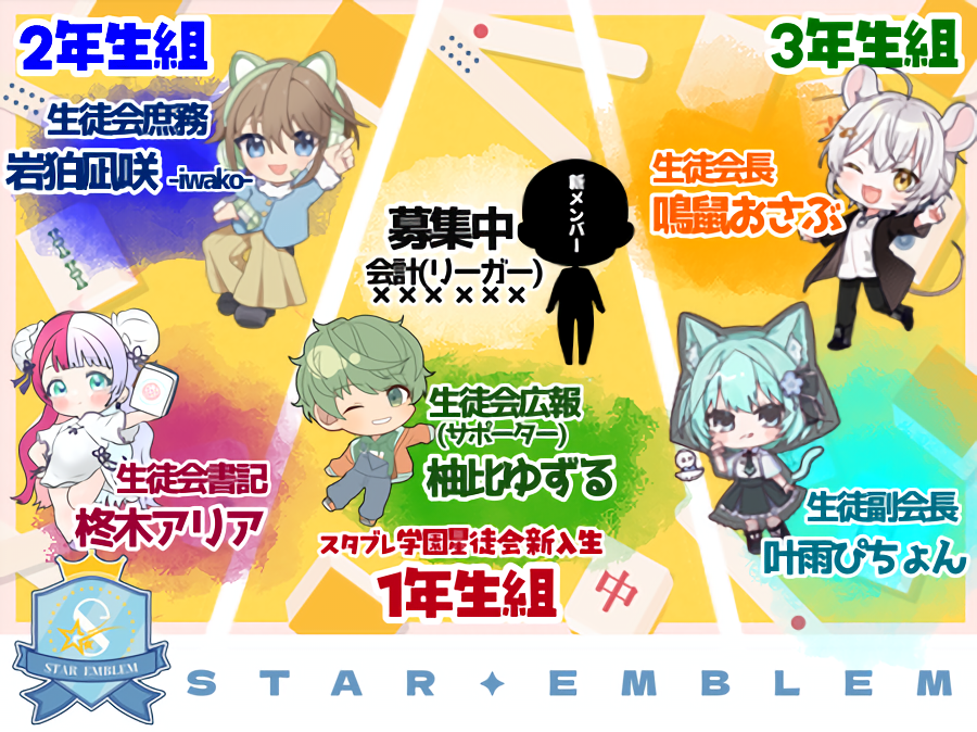 osabu3776's tweet photo. 【新1年生加入のお知らせ~推薦枠~】#STAREMBLEM
本日10月5日付でSTAR EMBLEMより新規メンバー1名加入することが決定いたしました。
新1年生推薦枠の「柚比ゆずる」です!
ゆずるは今後、スタブレ学園新1年生で星徒会広報というポジションに入り、わいたまりーぐ第7シーズンでは広報という立場でサポーターとして活躍していただく予定となります。
ビアラバーなエンジニアVtuberさんで男女共に好かれる好青年のため、きっと星徒のみな様も大好きなメンバーの1人になることでしょう。
これからも星徒会共々「柚比ゆずる」をよろしくお願いいたします!