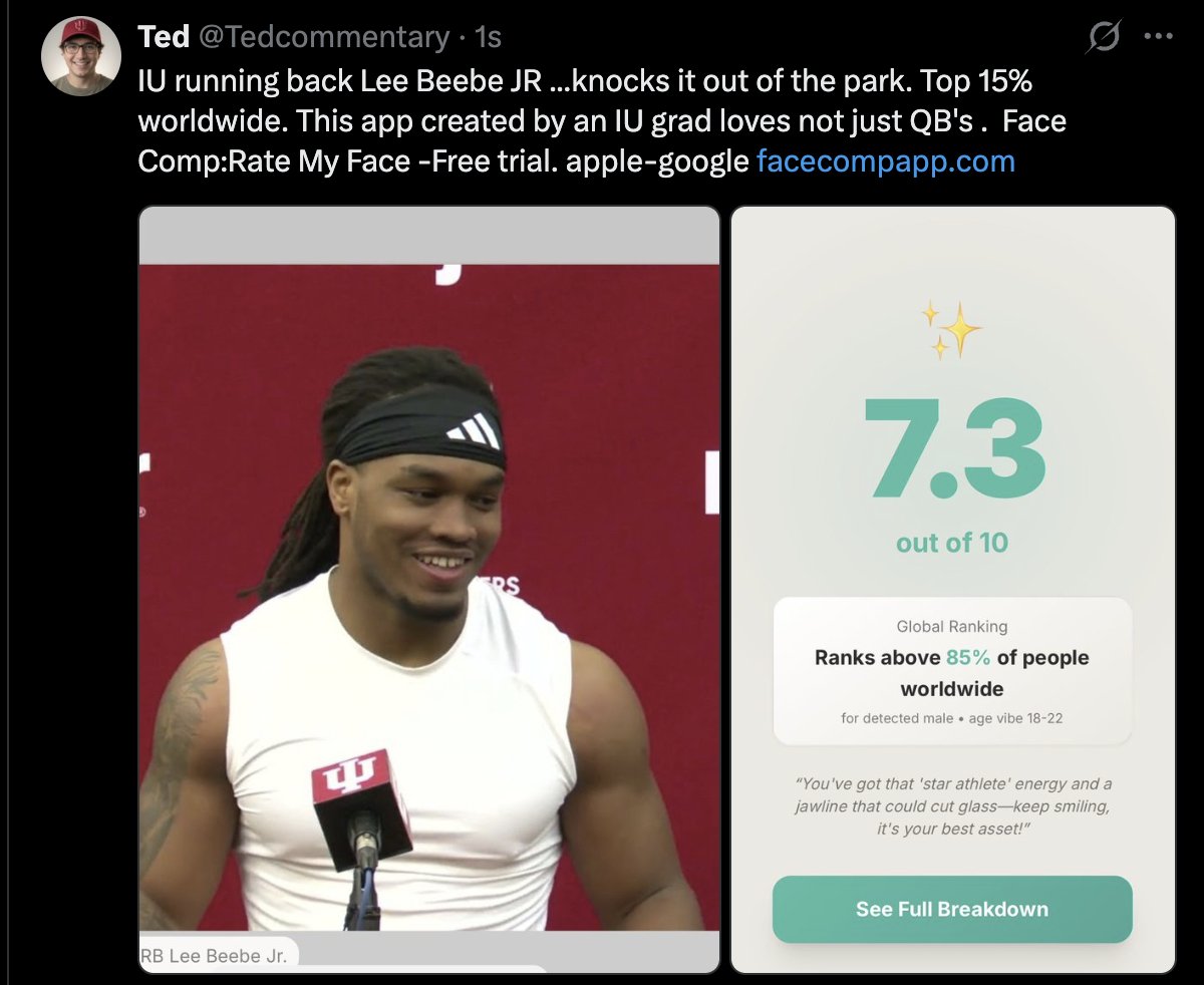 Tedcommentary's tweet photo. @Hoosier_Review sorry cant help it.    these guys blew up the app. https://t.co/3q4b1CAen0