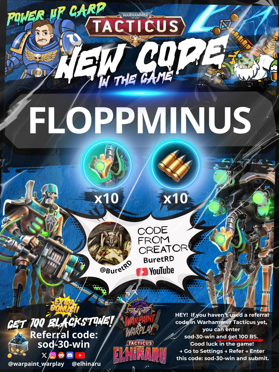 elhinaru's tweet photo. 2nd New Code (4 October 2026) Warhammer 40000 Tacticus. Power up Card. https://t.co/mF4mcaoj7P