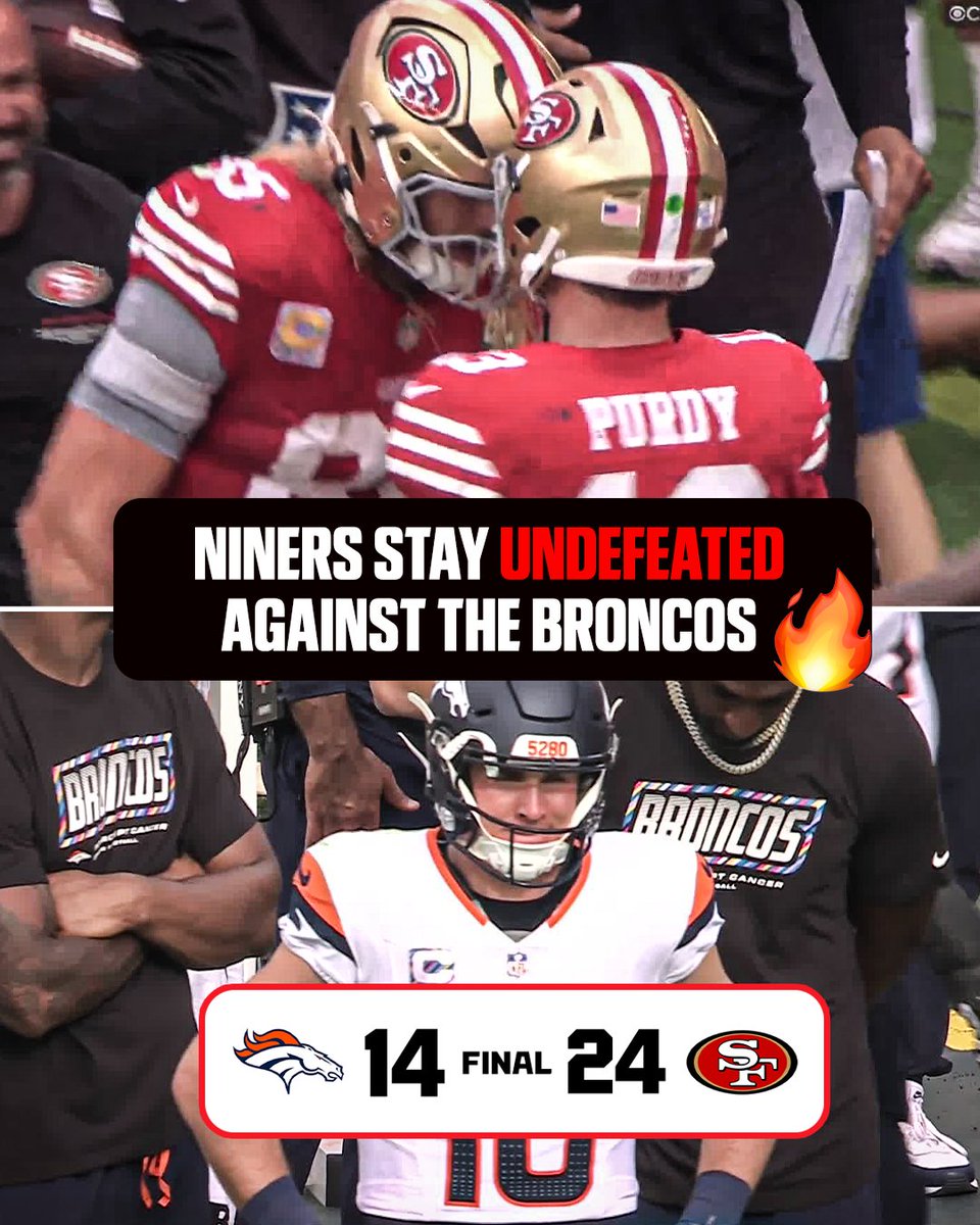 ESPNNFL's tweet photo. San Francisco is tied for first atop the NFC 📈

Another strong showing from Brock Purdy and company 😤 https://t.co/Og3xObQb3n