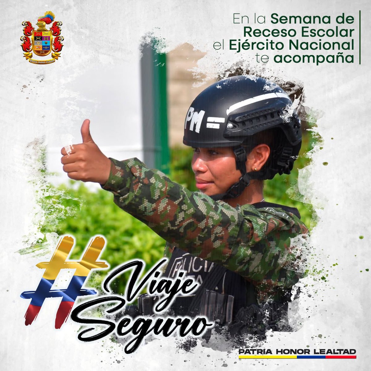 Ejercito_Div6's tweet photo. Llegó la semana de receso y miles de familias comienzan a recorrer Colombia.
Nuestros soldados estarán desplegados en los principales ejes viales, brindando
seguridad y acompañamiento durante sus recorridos.

Conduzca con responsabilidad, disfrute el camino y recuerde: su Ejército está en la
vía. 👍🇨🇴

#ViajeSeguro
#PatriaHonorLealtad