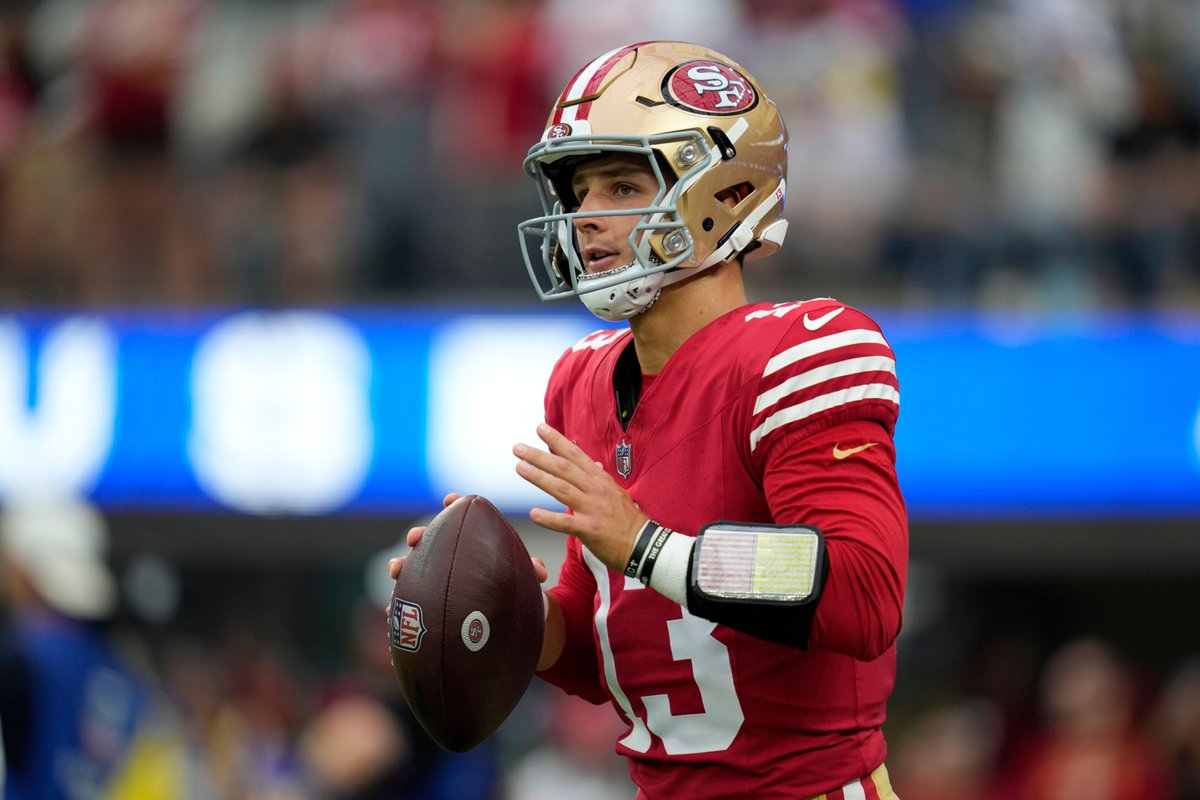 PFF's tweet photo. Brock Purdy this season

4-0
11 Pass TD
1 INT
126.2 Pass Rating
0 Sacks Taken

MVPurdy? https://t.co/kzRXrZvAFd