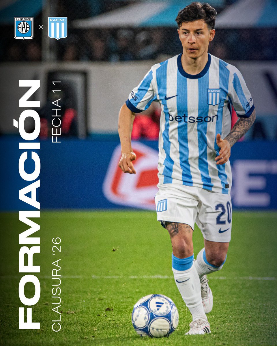 RacingClub's tweet photo. ¡Los 11 de Racing para esta noche en Río Cuarto! 🩵👊🏻 https://t.co/8OSwBU1l8y