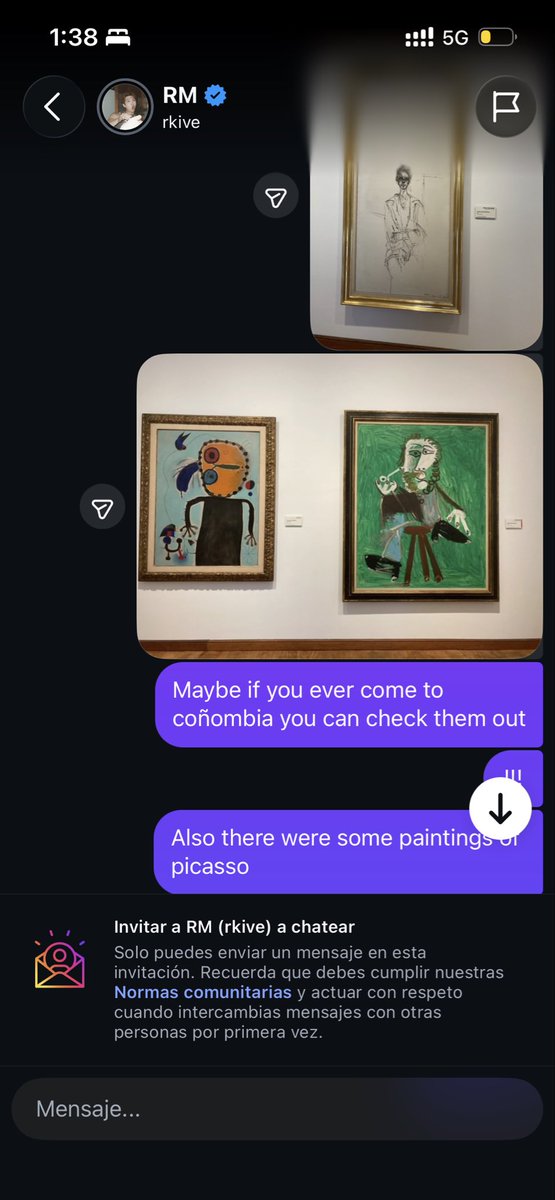 mochichingu's tweet photo. Hace como 4 años le envié mensajes y fotos a namjoon sobre el museo de botero… y el man acaba de publicar stories de que estaba ahí 
Sentí bonito tbh jajjsjs
(Ya se que hay un montón de errores en los mensajes pero estaba emocionada ese día) https://t.co/b84He8iRr3