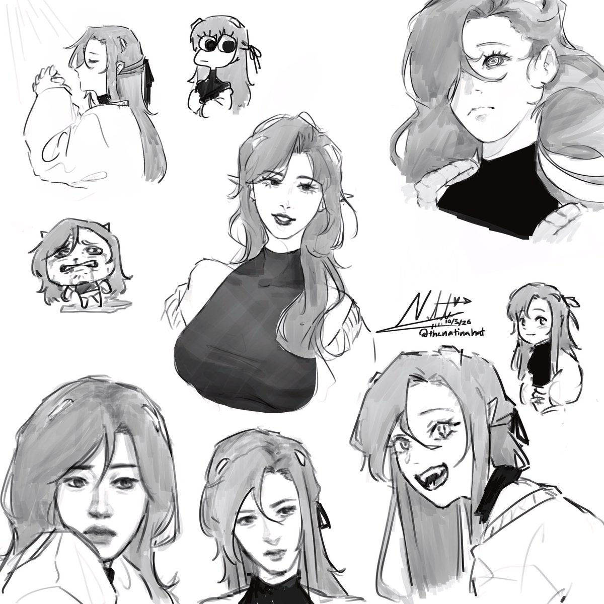TheNatInaHat's tweet photo. My style is really inconsistent and easily influenced so here are the ways I drew !tina within the past few days #tinakittenfanart https://t.co/GPiFo9994m