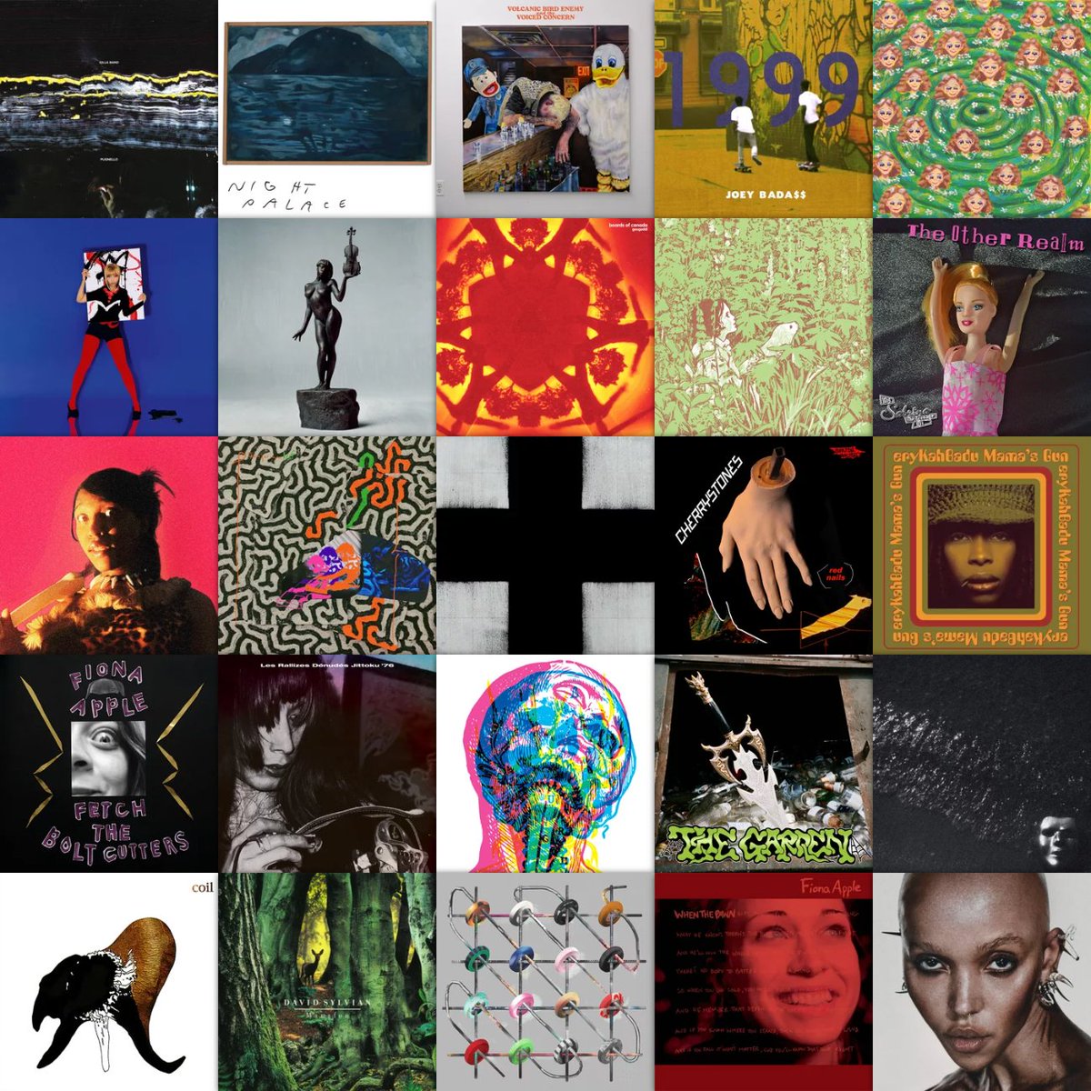 oddlyplaced's tweet photo. figured out how to import lastfm data into topster so here's my past like 4 days since I started using it https://t.co/J8Qn7TVzTs