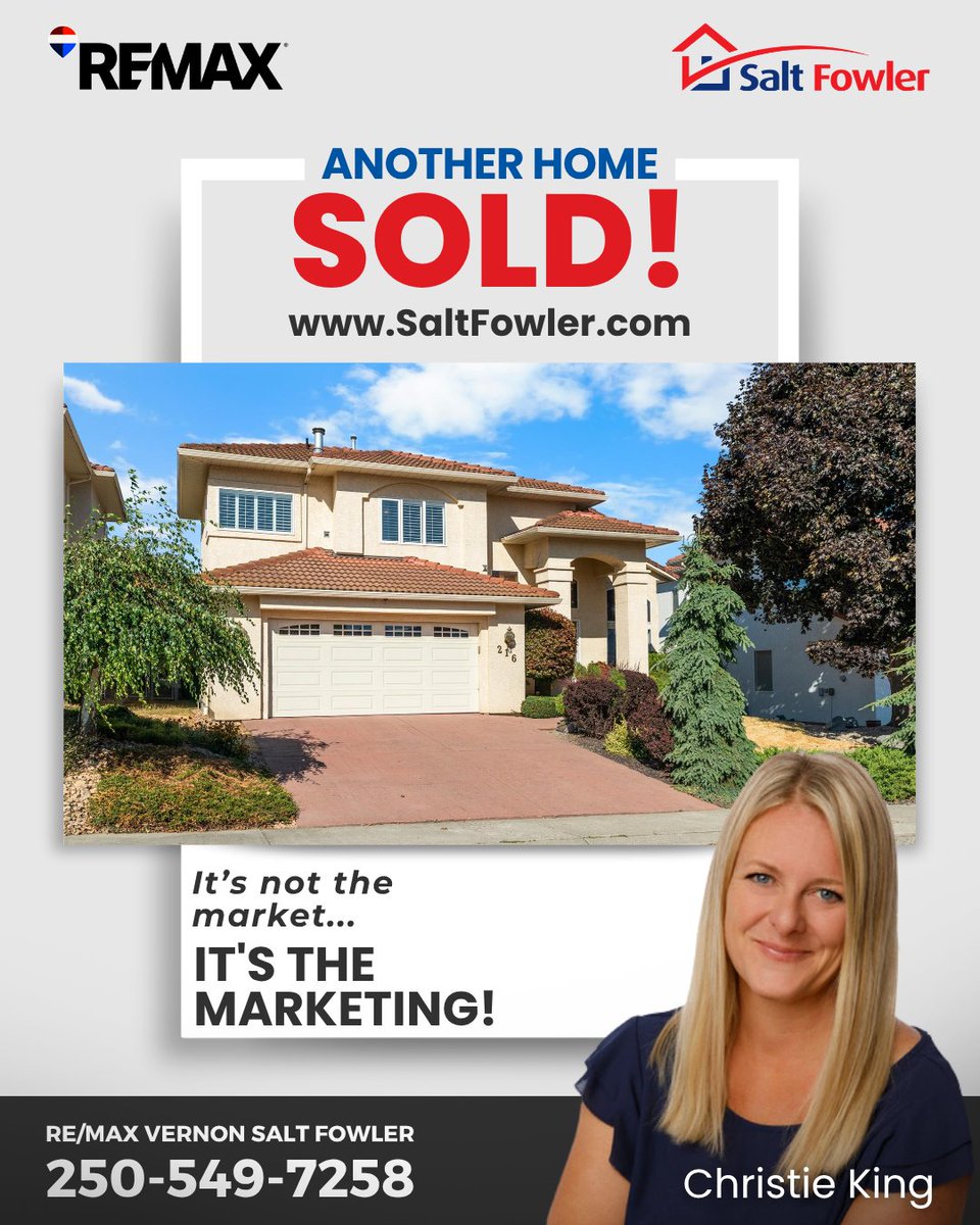 SaltFowlerBC's tweet photo. Another Home SOLD π‘ Congratulations to our Sellers on the successful sale of this spacious, well-maintained home!
#JustAddSalt #SaltFowler #RemaxVernon #VernonRealEstate https://t.co/hbJoEtYKuA