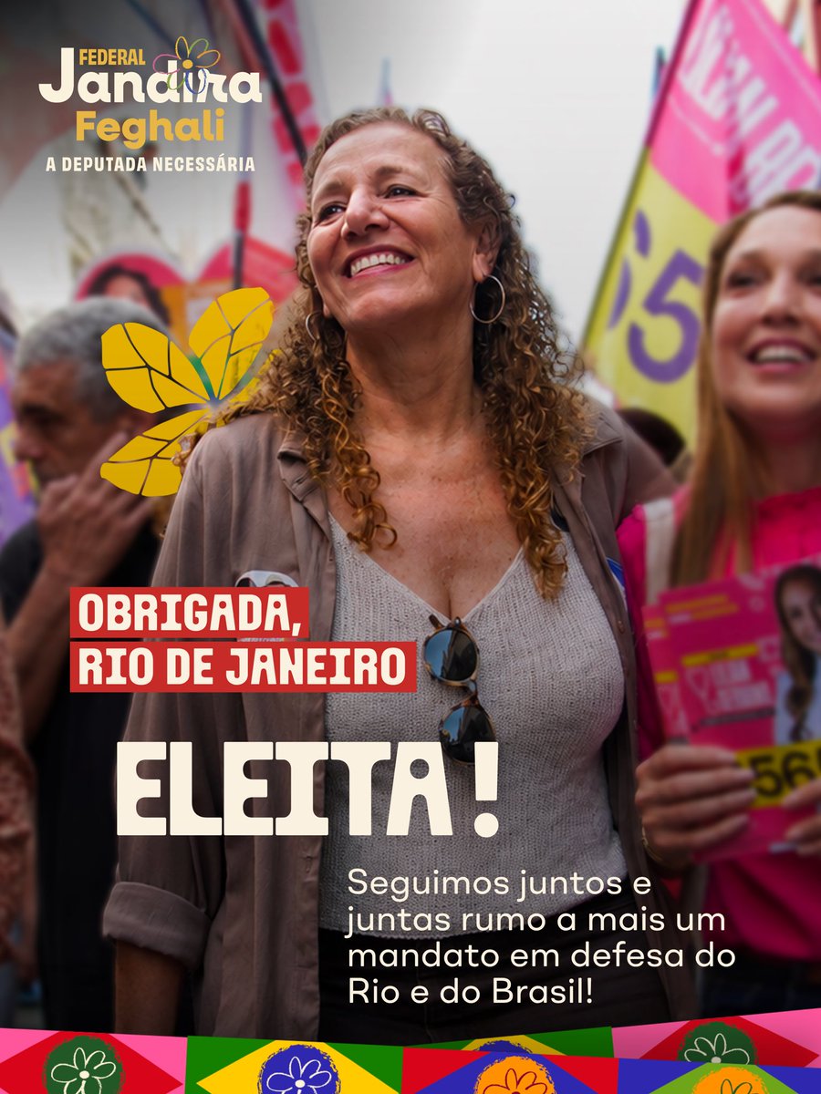 jandira_feghali's tweet photo. Só tenho a agradecer ao povo do Rio de Janeiro por estar comigo há 8 mandatos e me eleger para o 9°! Minha experiência e meu amor pelo Rio de Janeiro e pelo Brasil continuarão firmes na defesa da democracia e de um futuro de oportunidades! 
OBRIGADA, RIO!!!!!! https://t.co/UnZNkrXYmN