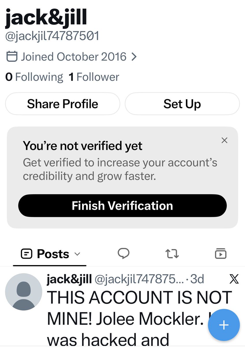 MocklerPack's tweet photo. @scoundral_days @X Then, hacker makes this fake account for me!! How thoughtful🚫‼️ https://t.co/BkF2jPhcWy
