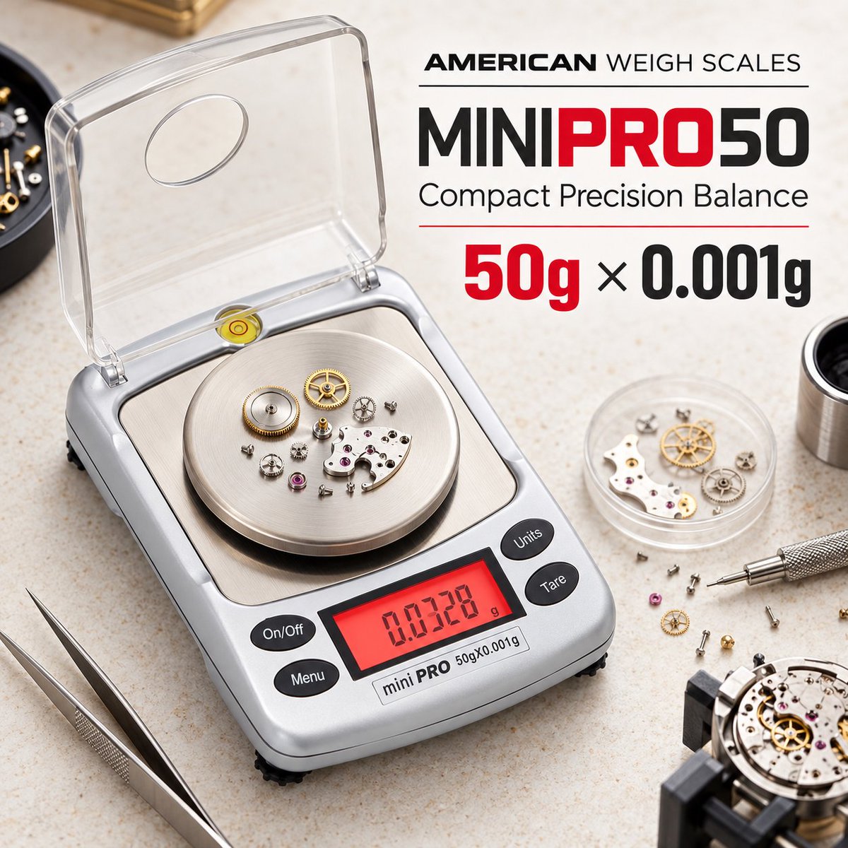 AWScales1's tweet photo. Small details deserve a closer measure.
The MINIPRO50 Compact Precision Balance offers a 50g capacity with 0.001g readability for weighing gemstones, small components, and more.
Explore the MINIPRO50 at https://t.co/tQ1w1f0YUR.
#AmericanWeighScales #MINIPRO50 https://t.co/mSiTJBlNlL