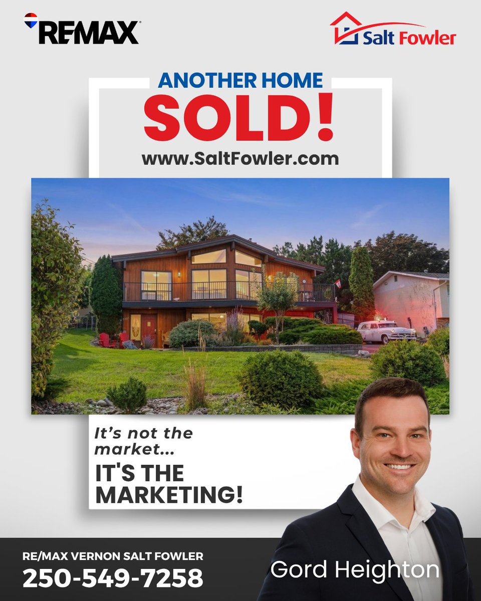 SaltFowlerBC's tweet photo. Views to Celebrate, SOLD π Congratulations to our Sellers on the successful sale of this character-filled Okanagan Landing home!
#JustAddSalt #SaltFowler #RemaxVernon #VernonRealEstate https://t.co/VFHHF7Qaij