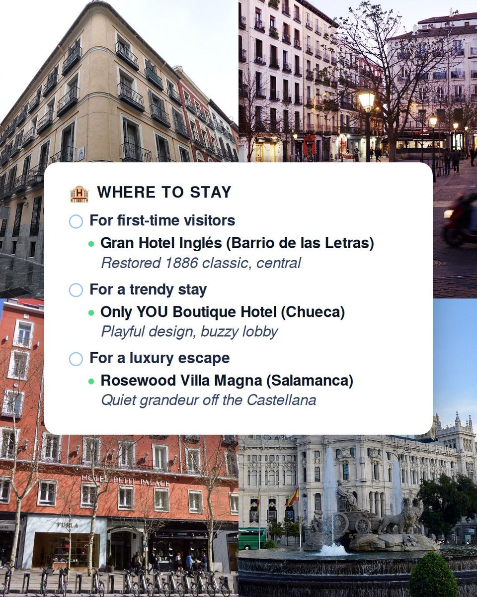 harroitsnum's tweet photo. The Ultimate Madrid Guide, saved in one place.

Stay, eat, do, drinks. Every spot open and bookable as of Sep 2026.

Tell NUM the dates and the chat plans the rest.

#Madrid #MadridTravel #TravelPlanning #NUM https://t.co/JaGvsdVUHv