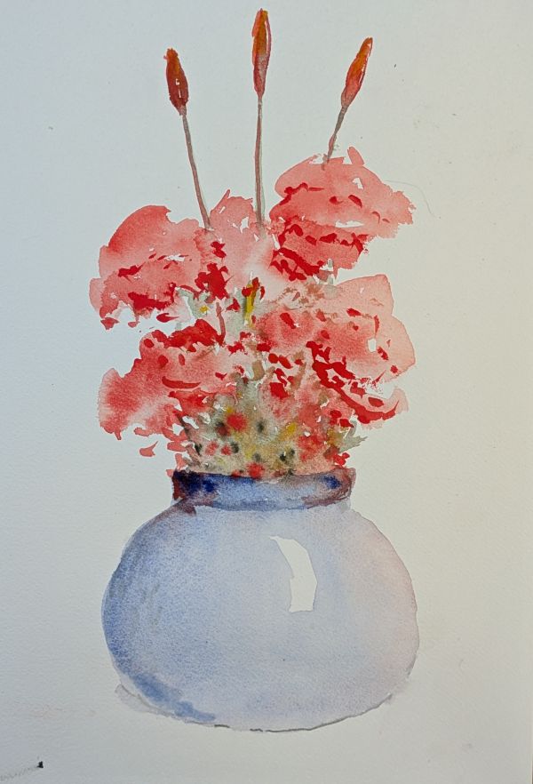 SkipVanLenten's tweet photo. Painting with the grandkids and waiting for dessert. An imaginary flower, and an imaginary flower pot. #watercolour #xart https://t.co/p2b0Cbdiwb