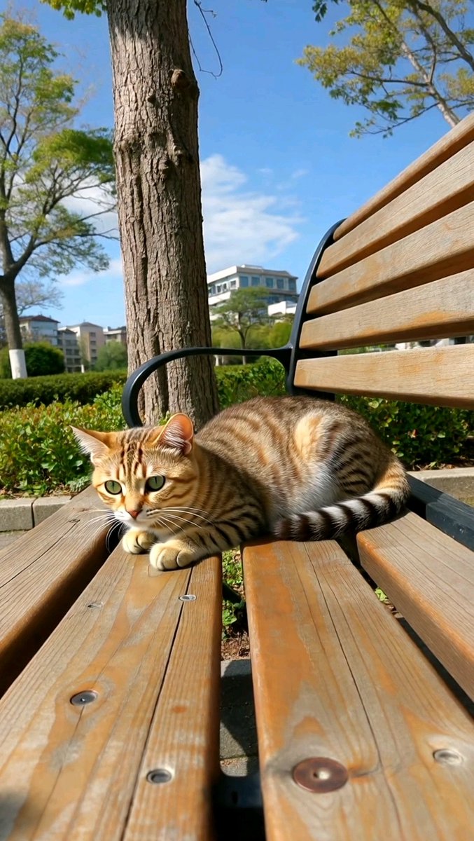 KeithThompjczv's tweet photo. [A lazy cat lingered by the crown of a sunny tree, its bright eyes scanning for tasty snacks—what a lovely, carefree moment!]， https://t.co/ub2apo5itX