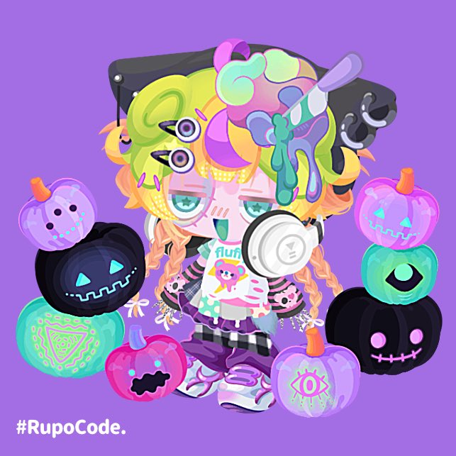 Rupopigg's tweet photo. 素敵なハロウィン企画に参加中なんだ〜🎃꒦꒷✨
カラフルポップなハロウィンだ〜いすき❣️

 #RupoCode https://t.co/Xvfjky6uYs