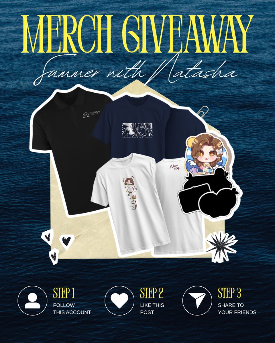 NatashaMadelyn_'s tweet photo. 🌊GIVEAWAY TIME🌊
Aku bagi-bagi 2 Merchandise ALL IN Package buat 2 pemenang!

Prize!!
All in semua collection limited merchandise ku!

Rules!!
• Follow dan RT post ini
• Reply kelakuan anomali waktu kecil
• Ongkir ditanggung oleh pemenang

Goodluck tanggal 17 nanti! https://t.co/nbsFStG8yQ