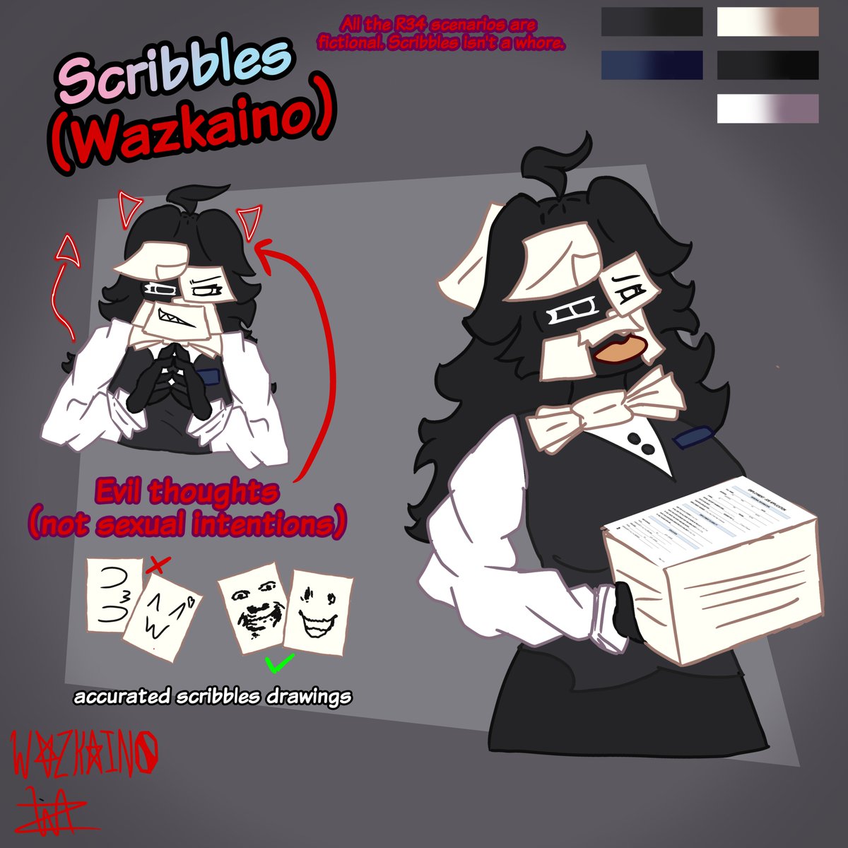 Wazkaino's tweet photo. Unos dibujitos de mi scribbles que hice por aburrimiento xd https://t.co/2yw1Lx2i6O