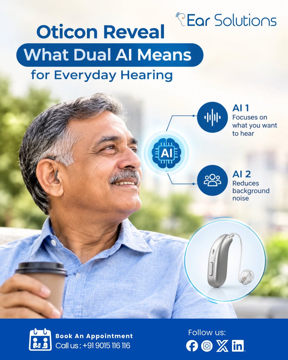 earsolution's tweet photo. Dual AI. Smarter sound. Better everyday hearing. 👂✨

Book your FREE Hearing Test &amp; Trial today!

#Oticon #OticonReveal #DualAI #EarSolutions https://t.co/oQWwxcVJpe