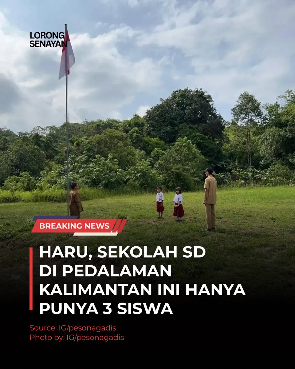 LorongSenayan's tweet photo. Di tengah sunyinya pelosok Desa Mentarang Hulu, Kalimantan Utara, ada sebuah sekolah yang hanya memiliki tiga siswa di kelas 1 dan 2. Meski jumlah siswanya sangat terbatas, upacara bendera tetap dilaksanakan, meskipun hanya dua siswa yang bisa hadir.

#SekolahPelosok https://t.co/UloXMR216M