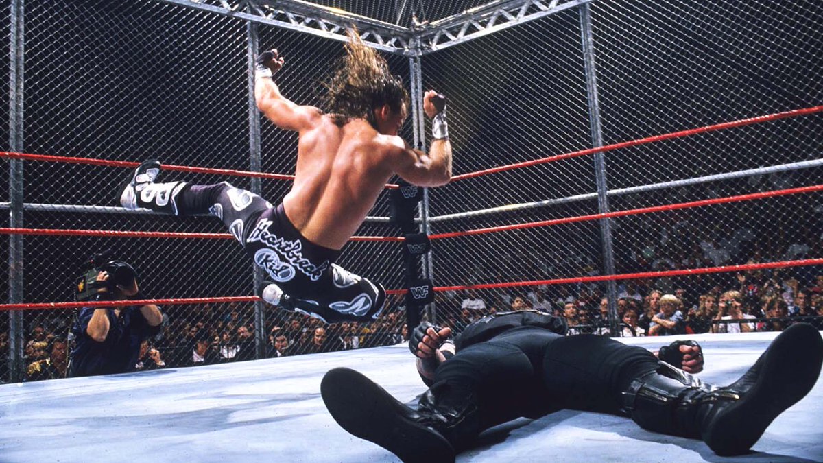 WWFWrestling1's tweet photo. On this day in 1997: The first WWF "Hell in a Cell" match took place at Badd Blood: In Your House 18! #WWF #WWE #Undertaker #ShawnMichaels https://t.co/z8kYA8PBL9