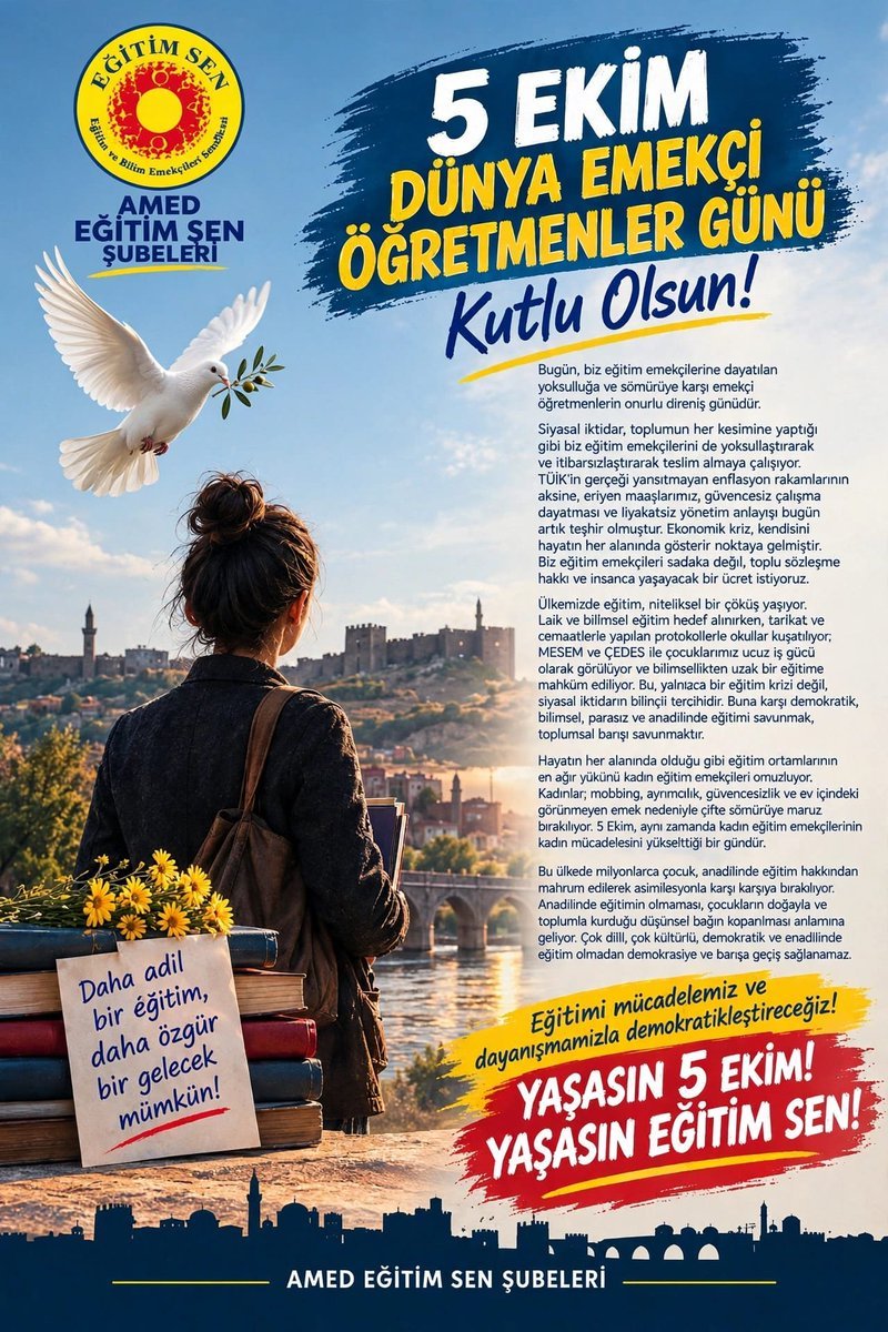 egitimsen21's tweet photo. 5 EKİM DÜNYA EMEKÇİ ÖĞRETMENLER GÜNÜ KUTLU OLSUN! https://t.co/vr7LnwwFyq
