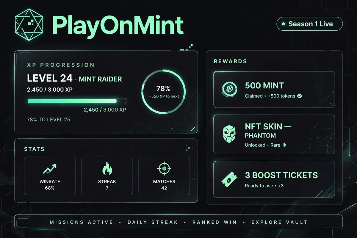 samartasneem23's tweet photo. Happy New Week Morning.
Been playing on @PlayOnMint lately and I like how it actually feels like one loop. You play, earn XP, level up Status, and it all counts toward Season 1. No hype, just live product with $125k pool running. Solana integration soon too. https://t.co/Dk0sU43Szz