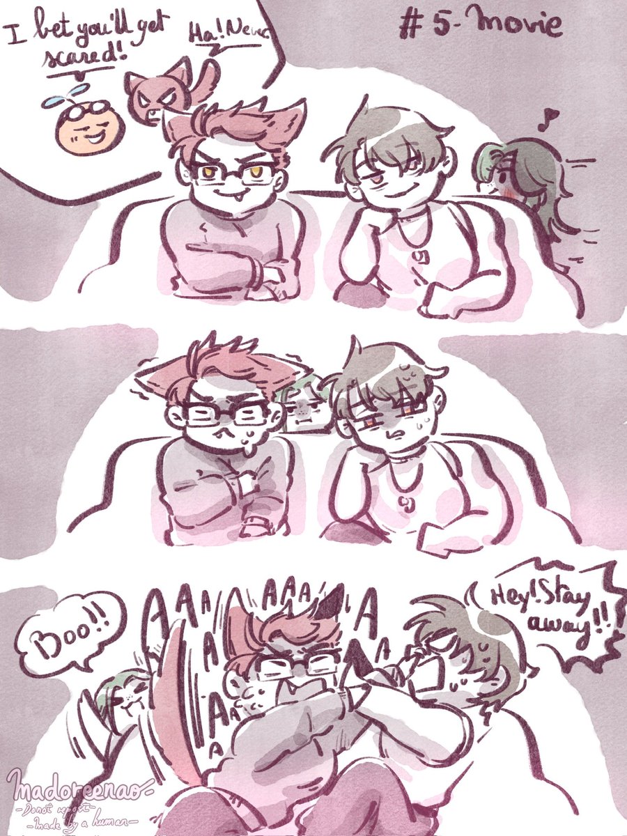 Madoreenao's tweet photo. Day 5 : Movie… and cuddle ? 🤨💚
#全世界都爱敖尹 #ValkoIsLoved #Valkotober #valktober https://t.co/Sv6OvlsJu7