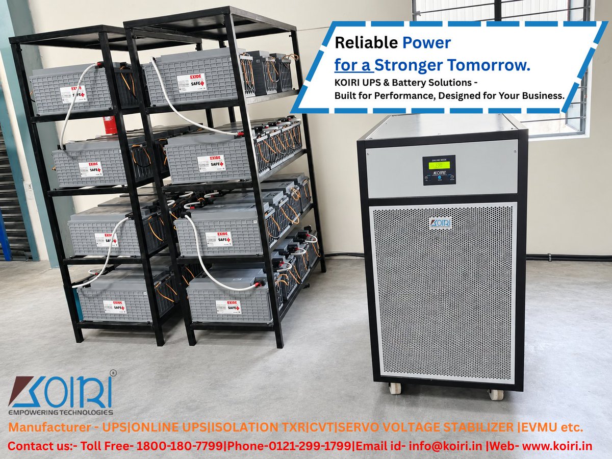 Koiri_pvt's tweet photo. β‘ Reliable Power. Stronger Business.
πΉ Online UPS
πΉ Industrial UPS
πΉ Battery Solutions
πΉ Critical Power Protection
πΉ Installation & AMC
π± +91-7618227799
π https://t.co/I75Tu7nzb7
#KOIRI #OnlineUPS #IndustrialUPS #PowerBackup #CriticalPower #UPSBattery #PowerProtection https://t.co/YNCM1piXvP