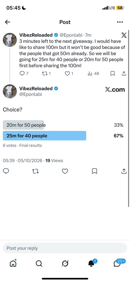 Eponlabi's tweet photo. As the thing later be na 25m for 40 users una later do😂
Drop id for 25m. Make sure you like, follow and retweet🙏 https://t.co/wdaF1etiJo