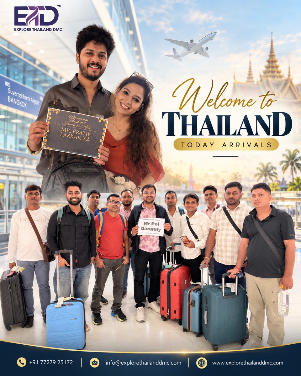Israelsueliton's tweet photo. Welcome to Thailand, where new arrivals become unforgettable adventures. Explore Thailand DMC makes every journey seamless as your trusted B2B travel partner in Thailand. Explore more. Experience more. Travel beyond borders. https://t.co/qrabeTWitB