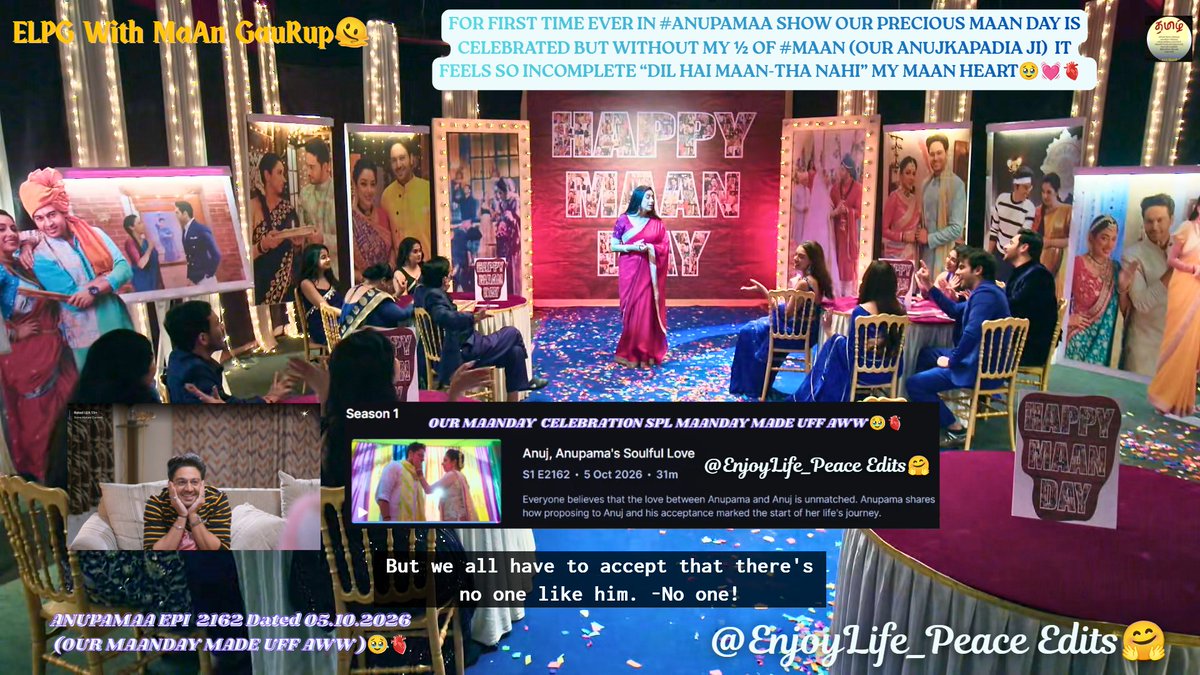 EnjoyLife_Peace's tweet photo. OhMyGod Tday #MaAnDay is More Spl Overwhelmed as Its 1st #MaAnDay with 1stEver #MaAnDay Celebration in #Anupamaa 🥹🥰
WE MAAN YOU FOREVER 😘
EachEvery Our #MaAn #AnujKapadia #Anupama Scenes with Pure Love Deep🫀touching #AnujkiAnu 's #MaAn Emotion Narration of #MaAn 's Eternity💓 https://t.co/hMxIg41rQJ