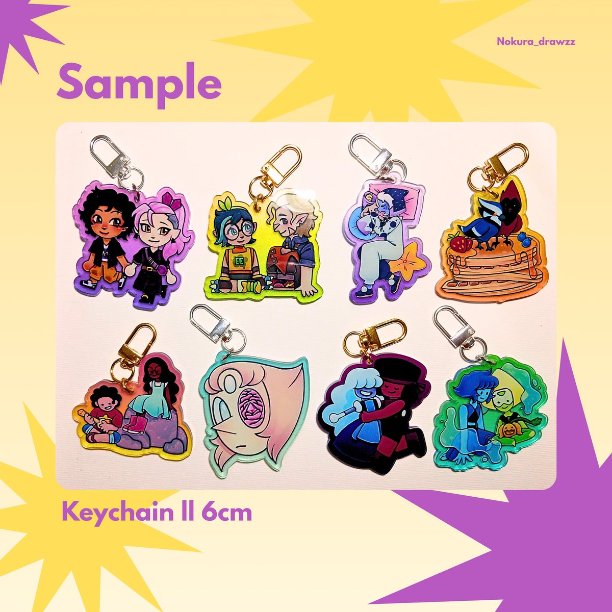 nokura_drawzz's tweet photo. Sample for #cf23 (Stickers, Keychain &amp; Pins) My artprints are coming soon so be on the lookout for those 👀👀👀. If you’re on the look out for the owl house, steven universe, will wood &amp; originals. Please visit our booth in comifuro!! (S-29AB)

#cf23sample https://t.co/idu7erUX6M