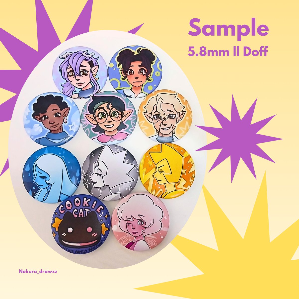 nokura_drawzz's tweet photo. Sample for #cf23 (Stickers, Keychain &amp; Pins) My artprints are coming soon so be on the lookout for those 👀👀👀. If you’re on the look out for the owl house, steven universe, will wood &amp; originals. Please visit our booth in comifuro!! (S-29AB)

#cf23sample https://t.co/idu7erUX6M