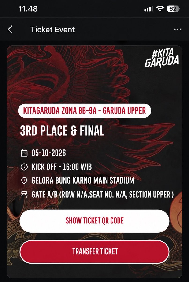 fzacuy's tweet photo. wts dijual tiket timnas garuda vs thailand final game asian cup

✅Garuda Upper (5 Tix) 300k/Tix

diurus sampe fisik
bisa langsung transfer garuda id yaa, wajib punyaa

#zonajajan #zonauang https://t.co/yqN5EAbKhM
