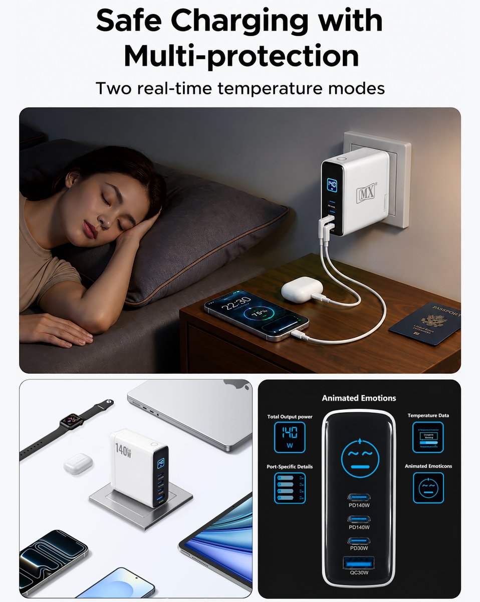 mx_electronics's tweet photo. Your charger just got a personality.
Smarter, faster, and now showing off its 140W power in real time. 😎🔋

Get Now: https://t.co/OHqnP69LVu 

#MXElectronics #FastCharging #140WCharger #SmartCharging #GaNCharger
#TechEssentials #PowerUp https://t.co/CFN1vS6Z99