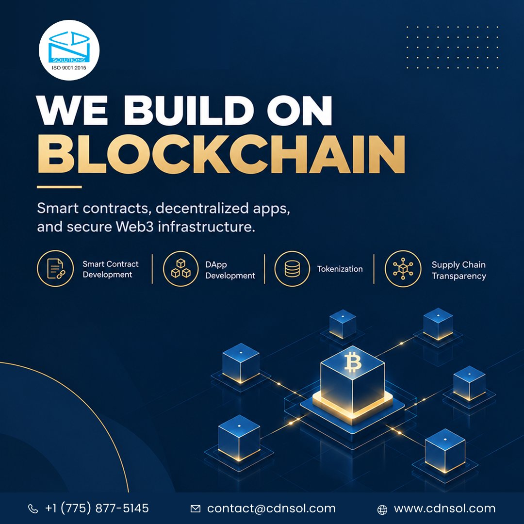 cdnsolutions's tweet photo. We build Blockchain &amp; Web3 solutions - smart contracts, DApps, tokenization. 
#CDNSolutions #Blockchain #Web3 https://t.co/D5B6o5wYeq
