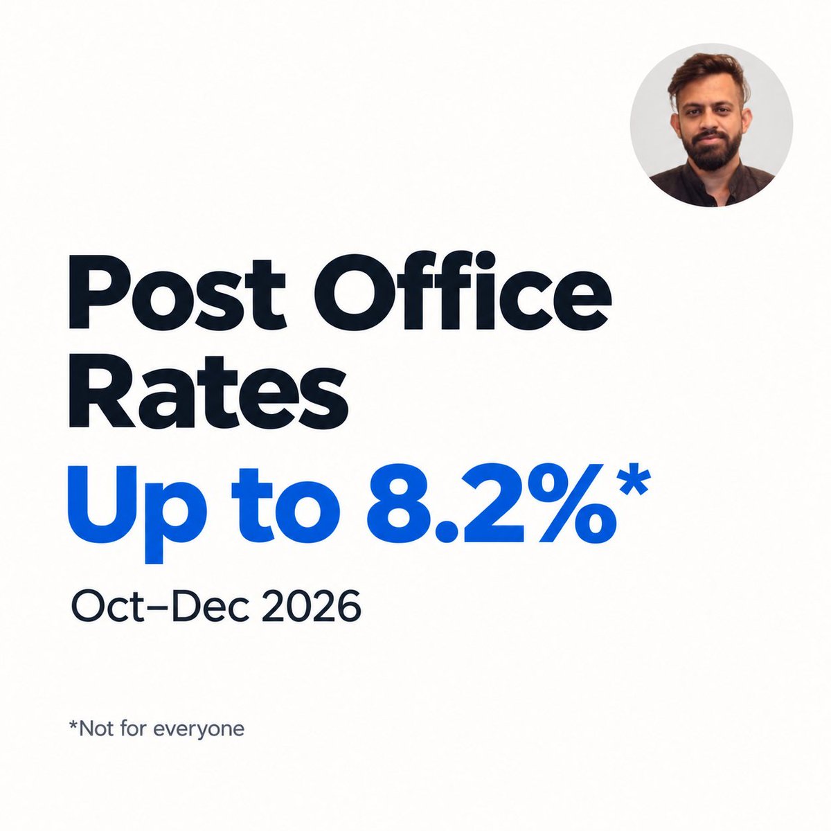 Finance_Bareek's tweet photo. Post Office schemes are offering up to 8.2% right now.
But before you rush to invest, there’s a catch:
8.2% is not available to everyone.
Here are the small savings rates for Oct–Dec 2026 🧵👇
#PersonalFinance #PPF #SCSS https://t.co/LxyKOAOboe