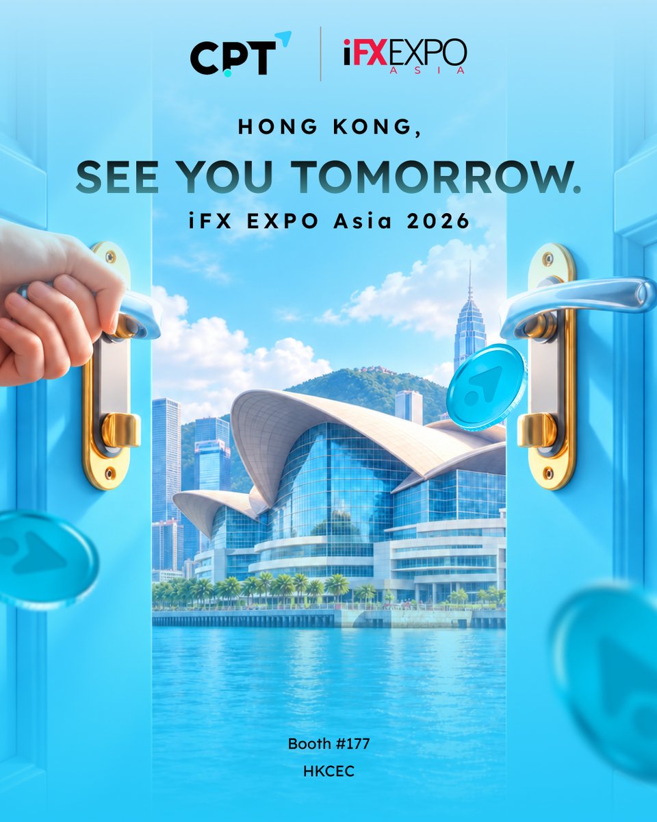 CPTMarkets_Intl's tweet photo. Hong Kong, we’re almost there. 🇭🇰

Tomorrow marks the start of iFX EXPO Asia 2026, and the CPT Markets team is ready for three days of conversations, connections, and new perspectives.

Heading to the expo? Booth 177 is where you’ll find us. Come say hello. 👋

📅 7–9 October 2026
📍 HKCEC
📌 Booth 177

#CPTMarkets #iFXEXPO #iFXEXPOAsia