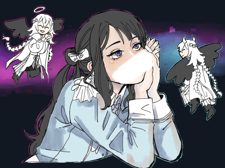az427590's tweet photo. (potential spoilers 🚫) some probably-scrapped ovrq stuff ^^ some of u may have seen the last one uncropped if you saw the speed paint i had up for a minute lol https://t.co/xILh6u3boW