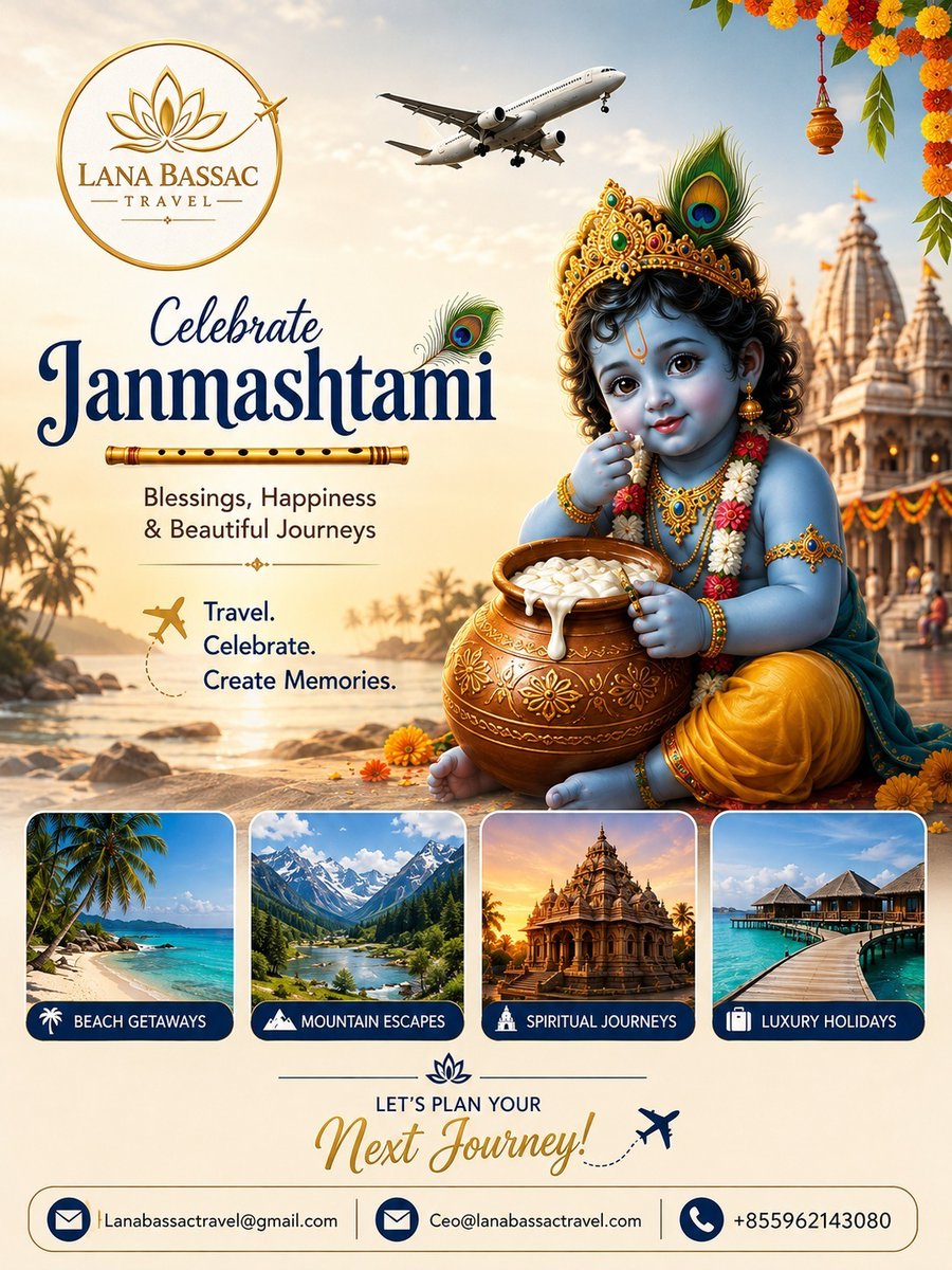yagoslep's tweet photo. Celebrate Janmashtami with blessings, joy, peace, and prosperity. May Lord Krishna inspire beautiful journeys and unforgettable memories. Travel, celebrate, and create stories that last. https://t.co/5UFPmXHoi5