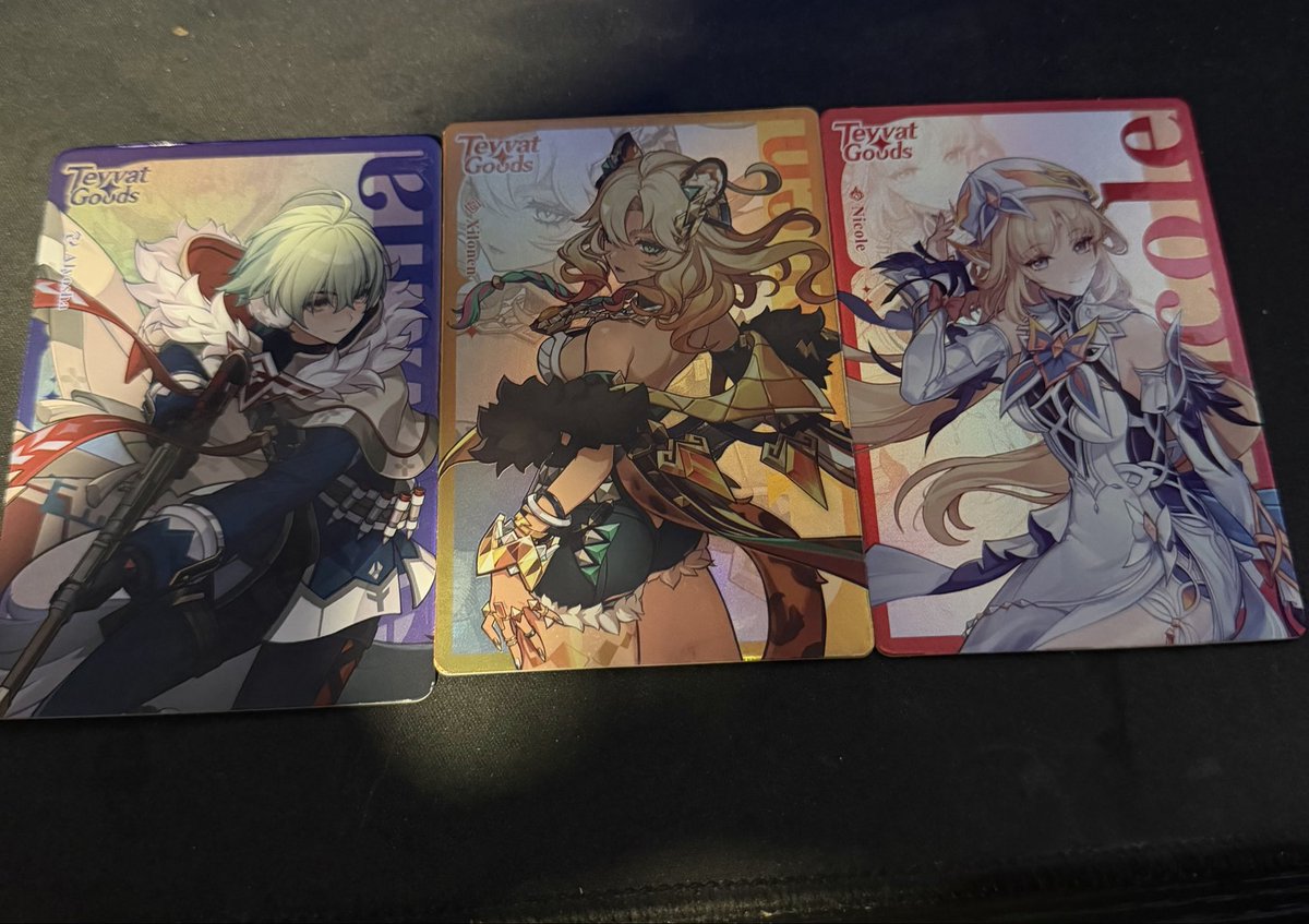 lui_godly's tweet photo. The genshin cards are actually so nice. Tbh might drop Pokemon and start collecting these cuz holy fuck https://t.co/WP1jHr4OCh