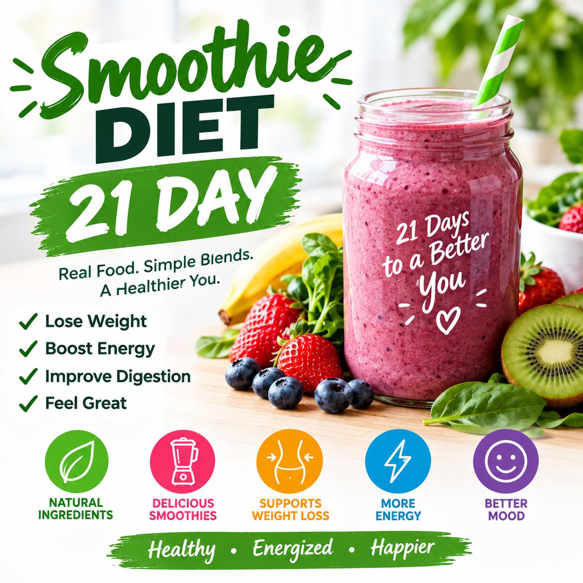 Smoothieday21's tweet photo. Delicious, Easy-To-Make Smoothies For Rapid Weight Loss, Increased Energy, &amp; Incredible Health!
.
21 DAYS
TO A SLIMMER, SEXIER YOU!
.
MORE click link in bio☝️❤️🍏
https://t.co/RpQgE6OUys
.
#smoothie #juice #fitnesss #gym #healthy #food https://t.co/SvxIBUhwwe