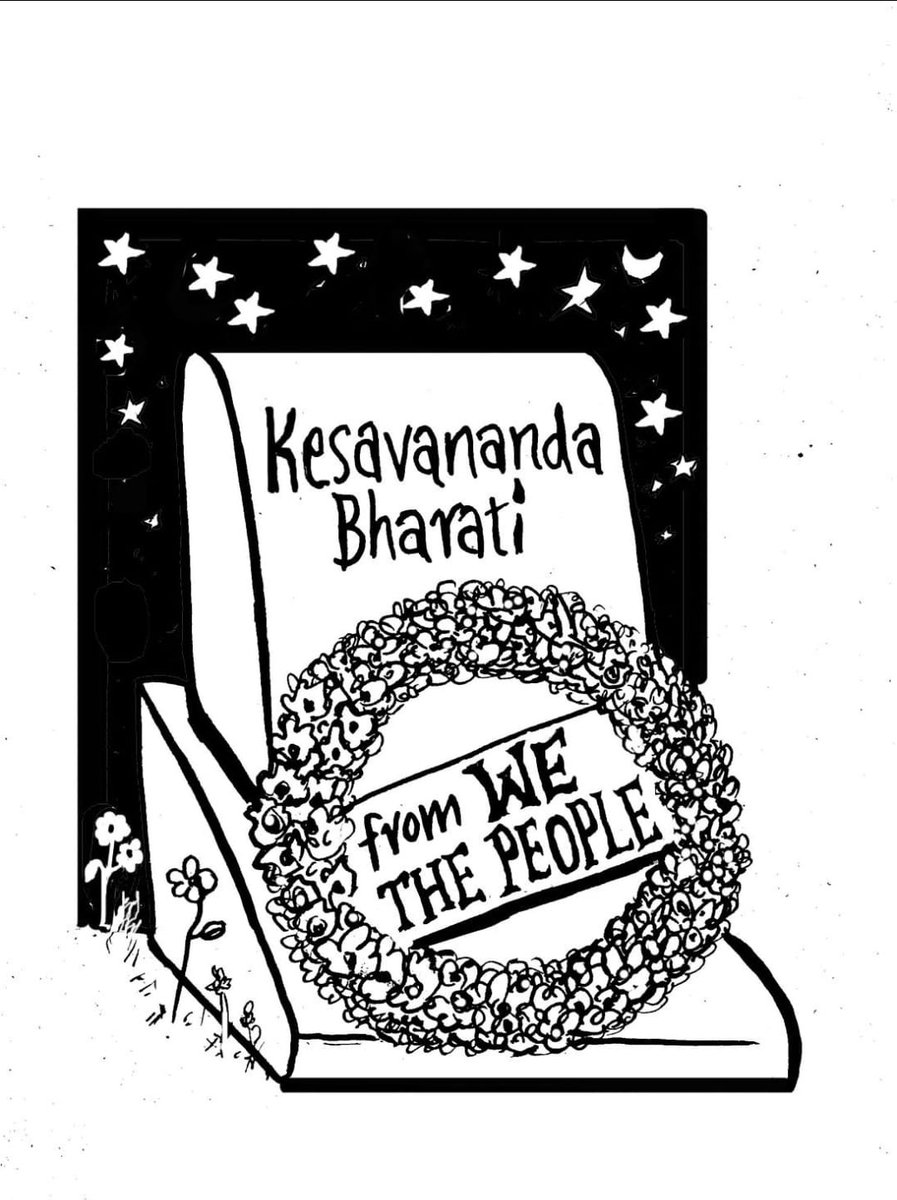 unnycartoonist's tweet photo. Obit cartoon from the archives of @IndianExpress drawn on 6th for 7th Sept 2020. Tomorrow is the death anniversary of this holy man who saved the soul of our Constitution. @CJP_for_India @BJP4India @INCIndia #BasicStructure https://t.co/ZkQ6tZlHsJ