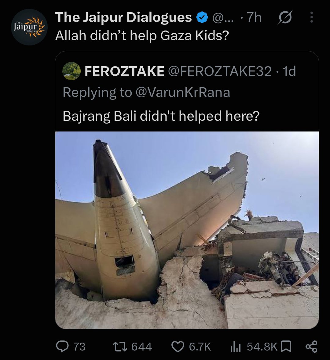 Amockxil2029's tweet photo. Moral of the story - Don't believe in any God. 

Be an atheist. https://t.co/KTN5u18zix