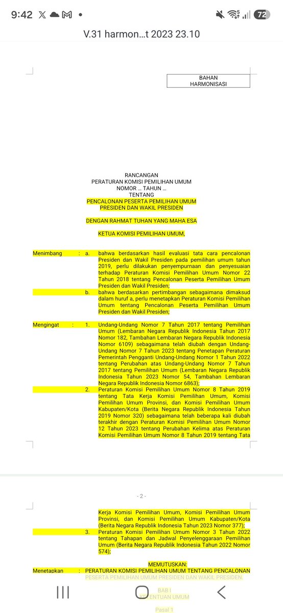 HadarNG's tweet photo. Pasal 18 ayat (3) PKPU 19/23, pasal istimewa yg khusus dperuntukan calon presiden/ wk presiden yg tdk punya bukti klulusan sekolah asing mnengah atas/ setara, baru muncul pd dok draf praturan dlm proses Harmonisasi di Kemenkumham. Letak pengaturan spesial ini pd Pasal 19 ayat (3) https://t.co/w5TiFVfDEH
