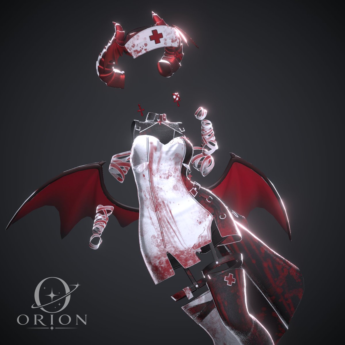 OrionVr_Creator's tweet photo. 【先行モデル募集 🩸🖤】

 「Bloody Devil Nurse」

発売前に着てくれるモデルさんを募集します！
応募方法 
① このポストをRT
② リプに自撮りを投稿
③ 着用写真を3回投稿できる方

当選者には発売前に衣装データをお届け🎁
発売後はBOOTHギフトもプレゼント！

#VRChat #VRC #BOOTH https://t.co/JiNyO5tqDo