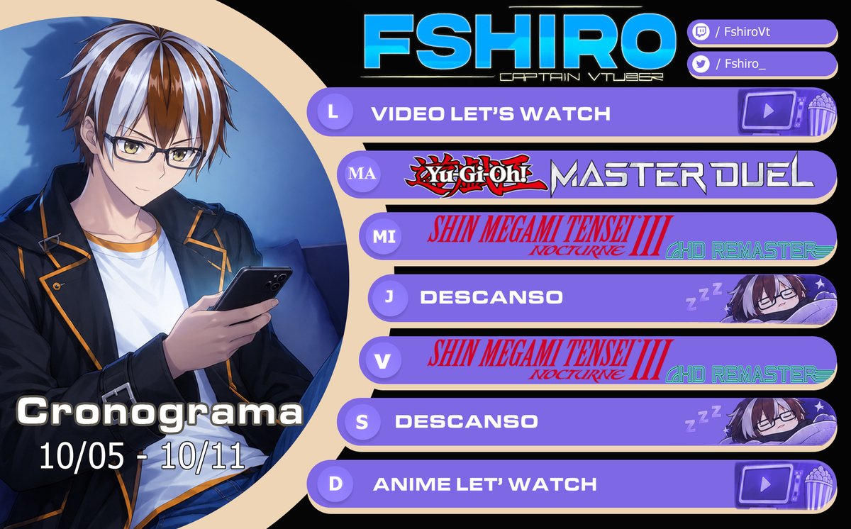FShiro_'s tweet photo. gente. Inicia el Nuevo cronograma esta vez del 05 al 11 de Octubre. recuerde esperar aviso de cuando inicia los stream gente.
#fshiroArt #FshiroDirect #Vtuber #VtuberES https://t.co/I8ZdTYA5FI