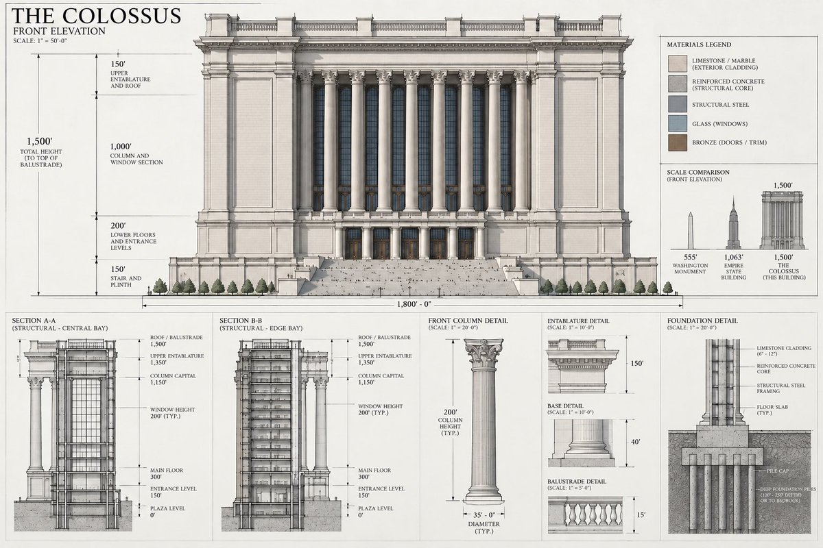 Dgingsz's tweet photo. The Colossus 🇺🇸

- absolute monumentalism
- simplistic neoclassical
- 1500ft tall https://t.co/n6OSi13gH1