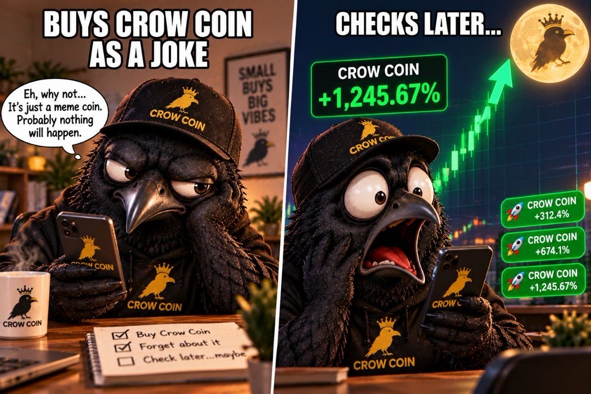 GambleKing0's tweet photo. You can laugh at the CROW.
You can ignore the CROW.
You can say “I’ll buy later.”

Or you can do your research and decide for yourself. 🐦‍⬛

Because the hardest part isn’t buying a meme. It’s deciding before everyone starts talking about it. ✅ https://t.co/sWdsKgnzId