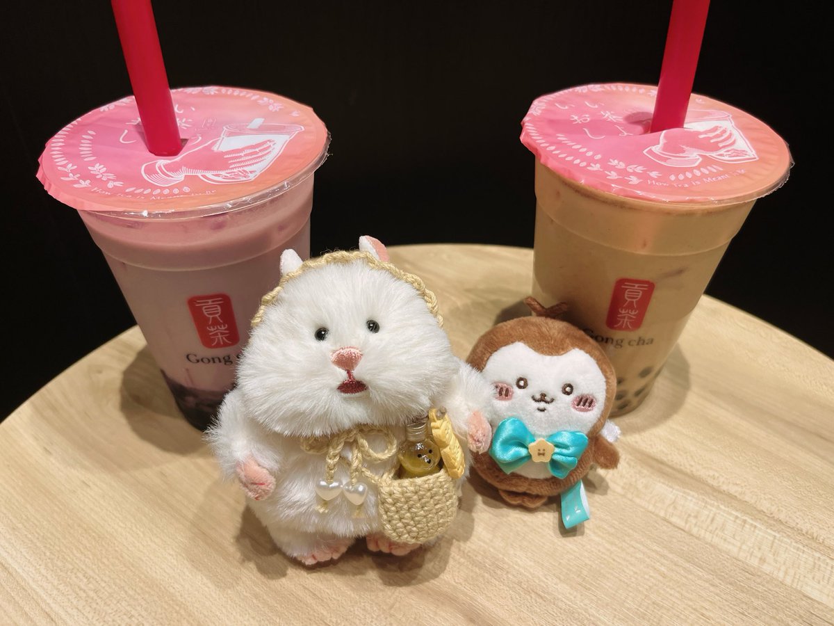 lapislatsupi's tweet photo. 巨峰ミルクティーうんまい🍇
急にフレームインしてきた かぶちゃーん！

🐹 かぶちゃ まもて あげる

#はむにぎり
#ぬい活
#ぬい撮り https://t.co/EDcjtfzEfp